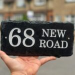 Slate House Sign - deep engraved with a house number and street name.